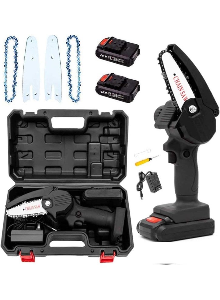 DubaiGallery Powerful 48V Rechargeable Mini Chainsaw Kit, Lightweight Handheld Electric Chain Saw with Battery, Charger and Carry Case for Wood Cutting, Pruning and DIY Tasks - Image 2